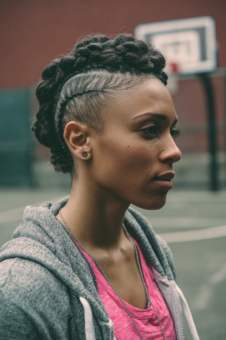 Textured Twisted Mohawk with Clean Undercut Braids