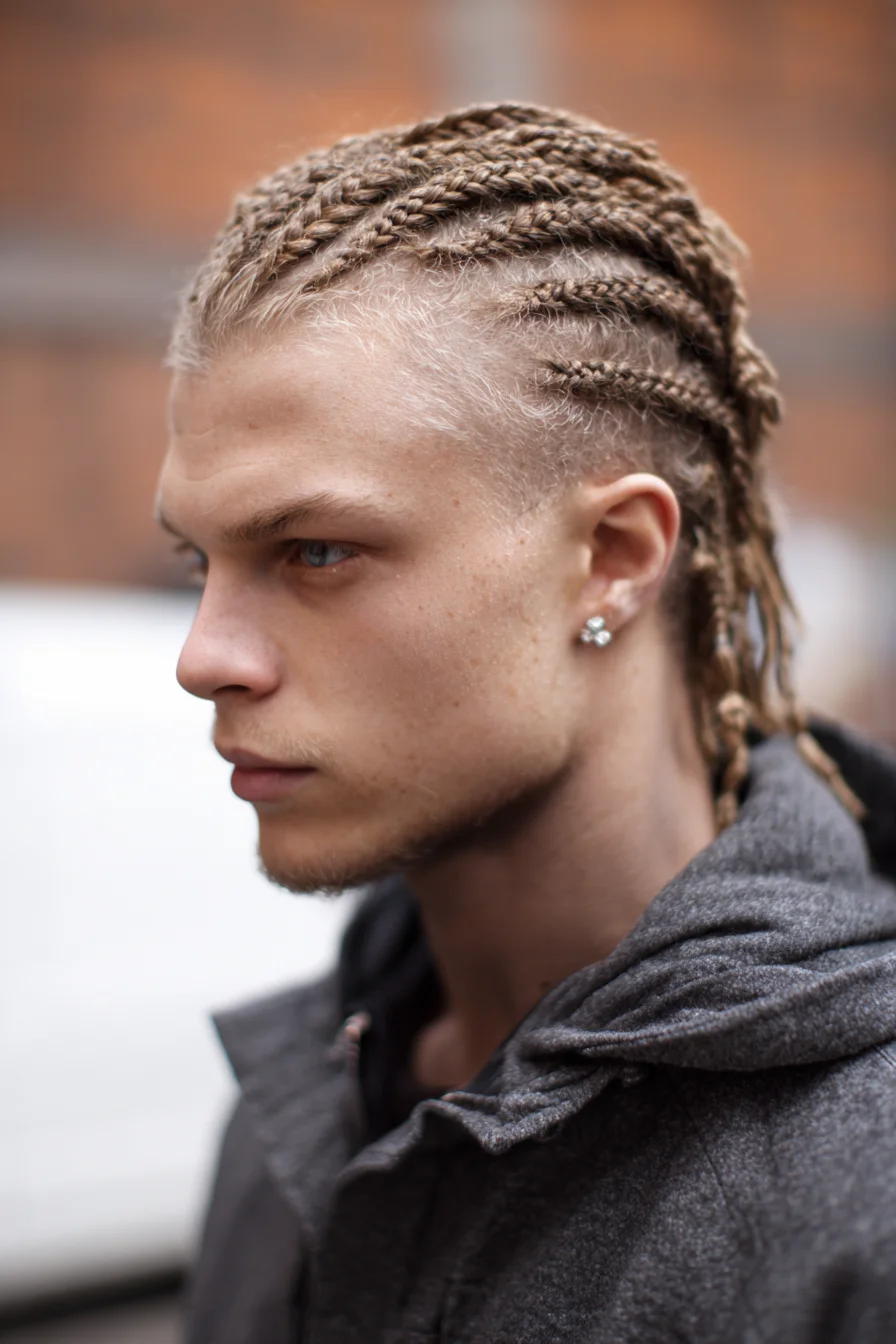 Tight Cornrow Braids with Shaved Sides