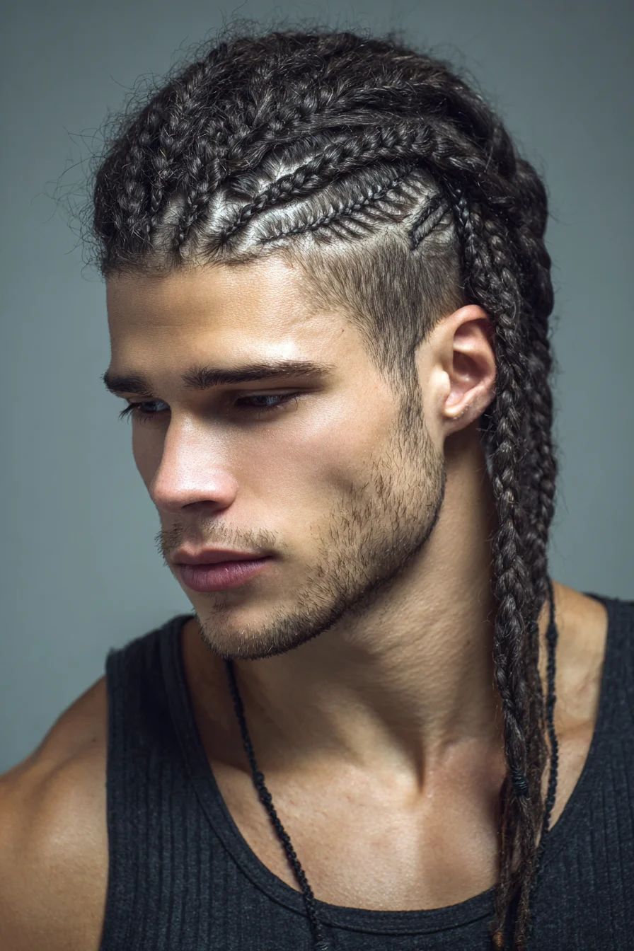 Tight Cornrows with Undercut and Long Side Braids