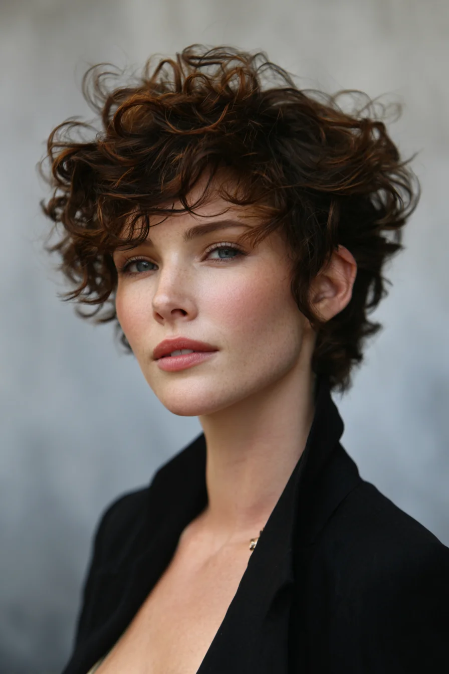 Tousled Curly Pixie Cut — Short Textured Layers for Natural Curls