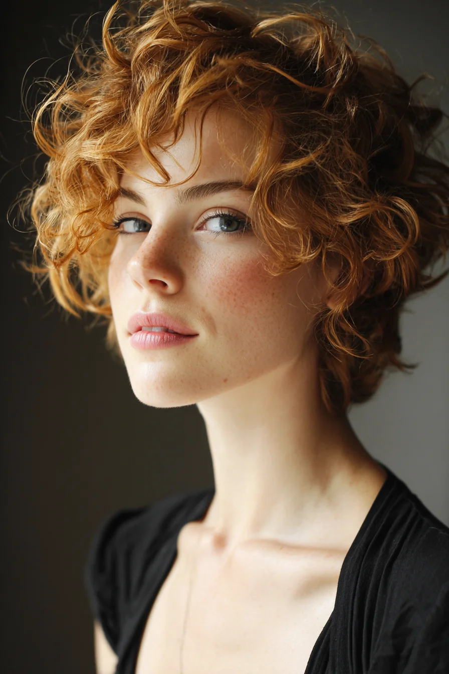 Tousled Short Curly Pixie Cut — Textured Red Crop for Natural Curls