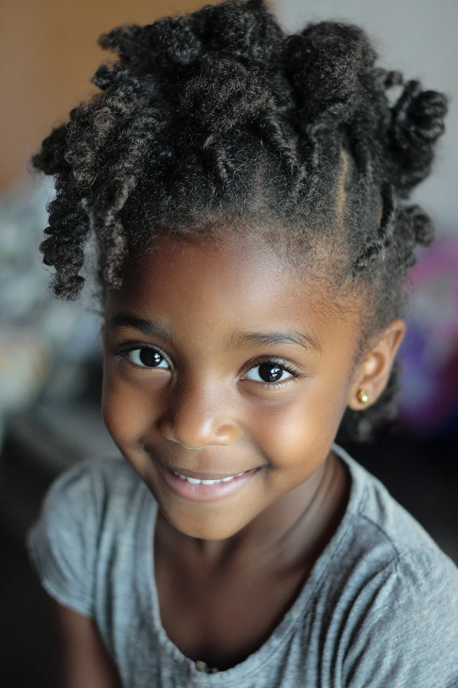 Two-Strand Twist Updo for Natural Type 4 Hair (Kid-Friendly Bantu Style)