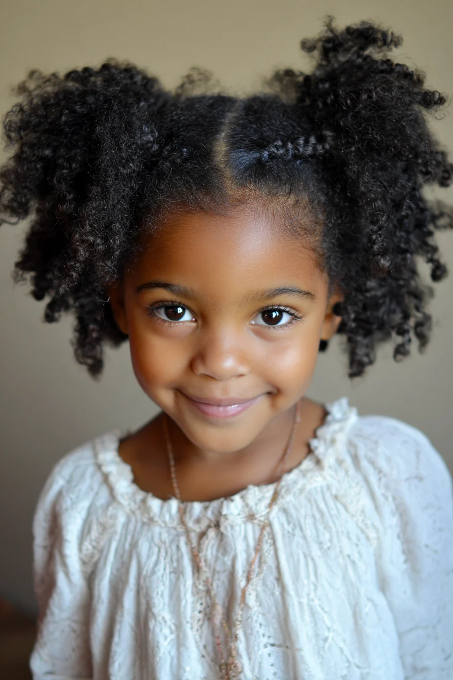 Two Twisted Puffs with Center Part - Natural 3A–4C Curly Hair