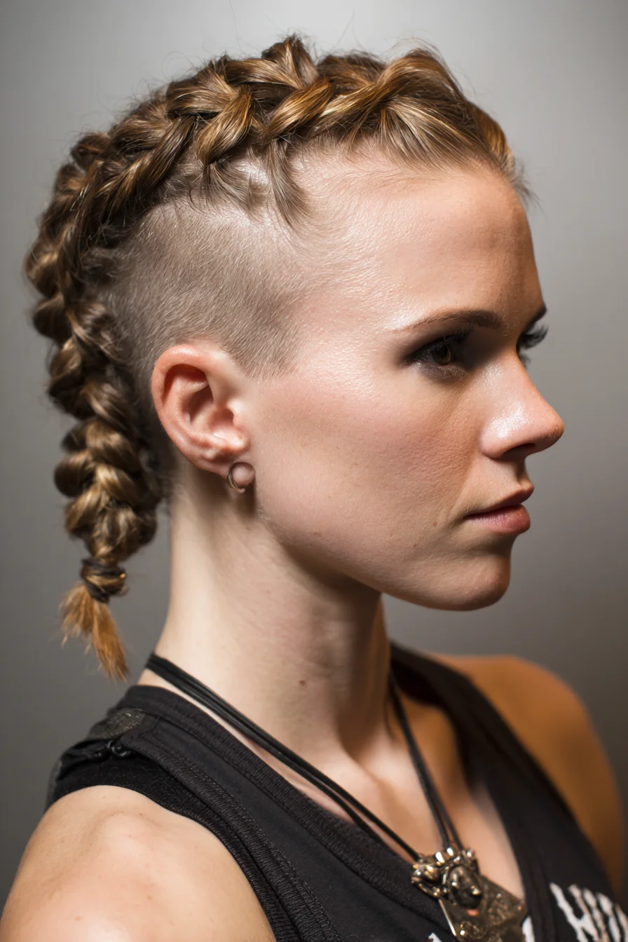 Undercut Braided Mohawk — Double Dutch Braids into One Plait