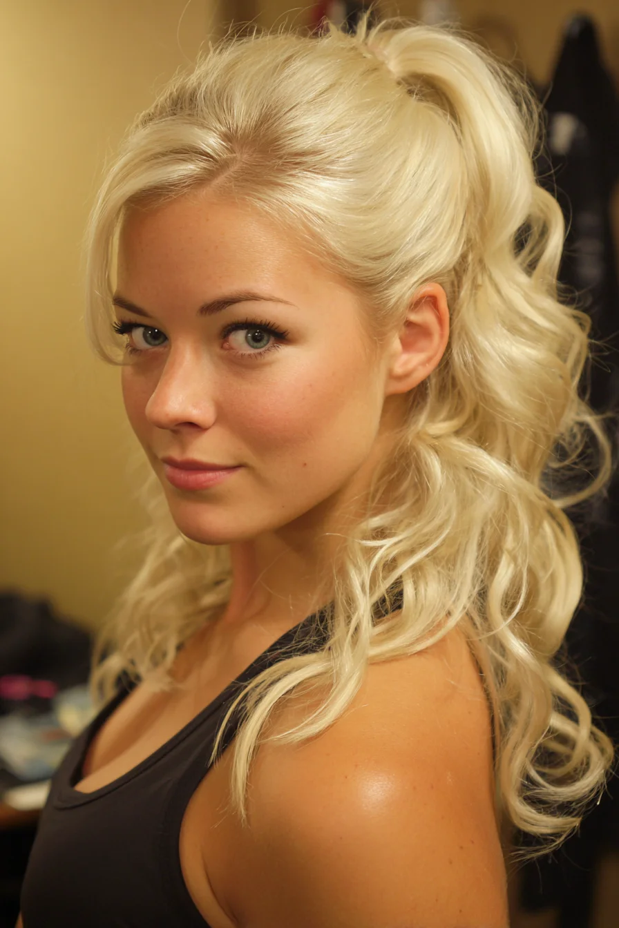 Voluminous Curly High Ponytail with Face‑Framing Layers