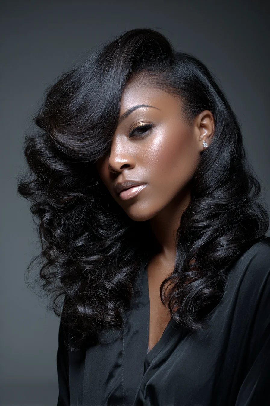 Voluminous S-Waves with Deep Side Part — Glam Retro Curls