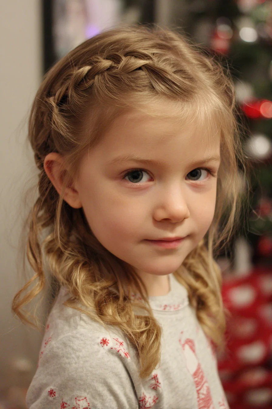 Waterfall Crown Braid with Soft Loose Curls