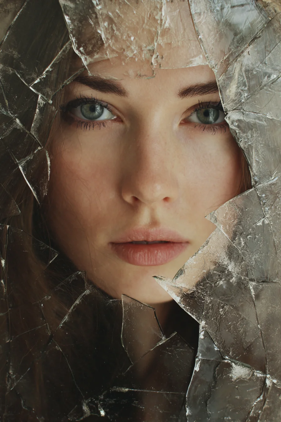 A Face Through Shattered Glass