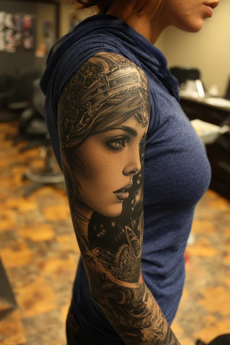 A Full Sleeve in Black and Gray