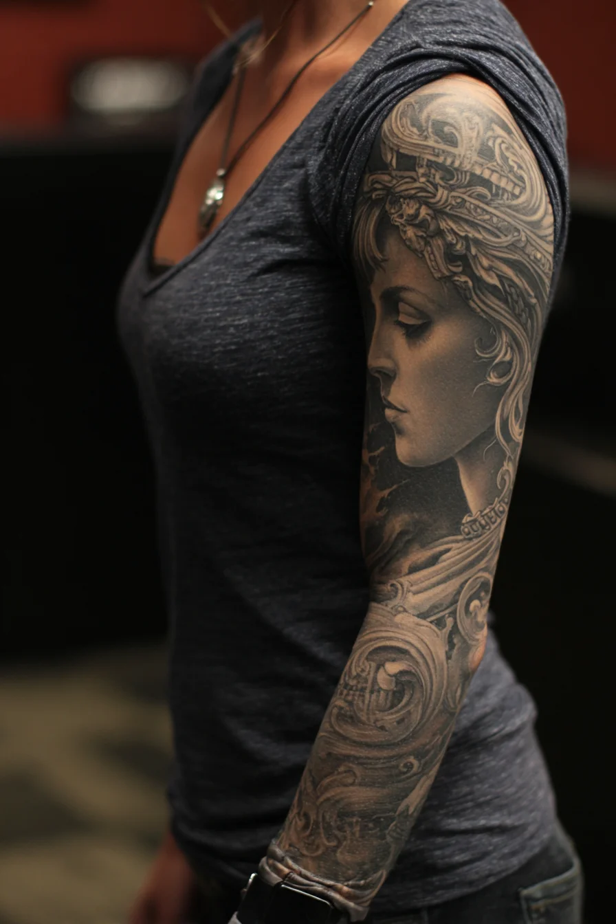 A Full Sleeve in Black and Grey