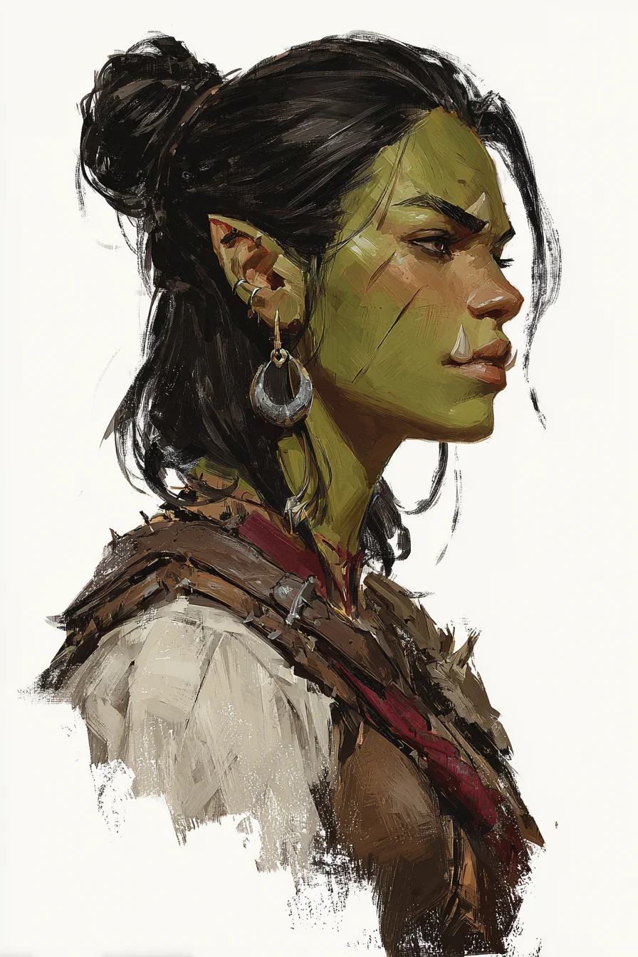 A Half-Orc Warrior in Profile