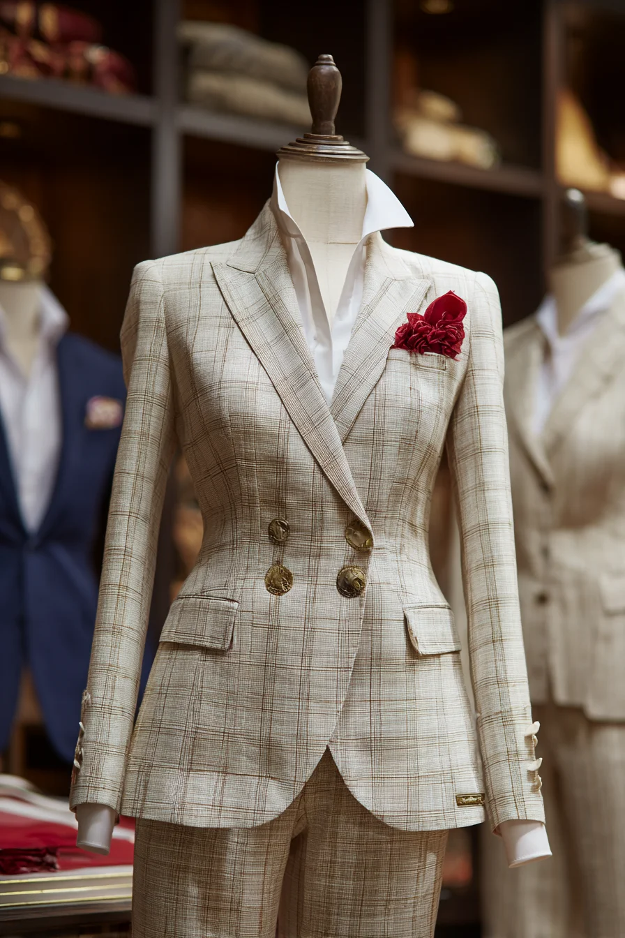 A Tailored Plaid Blazer in Cream