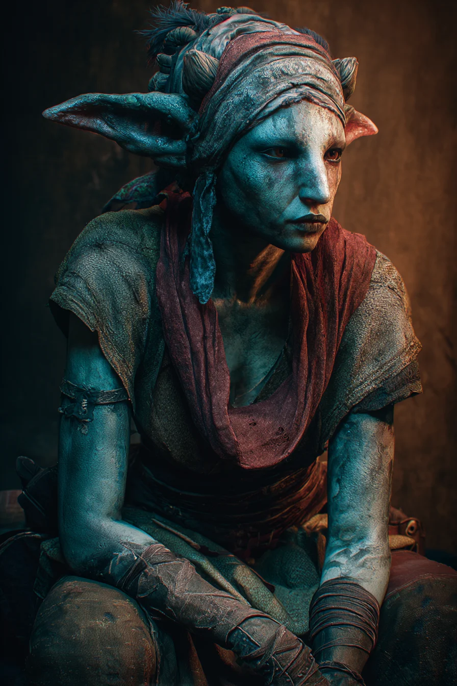 A Weathered Goblin Woman at Rest