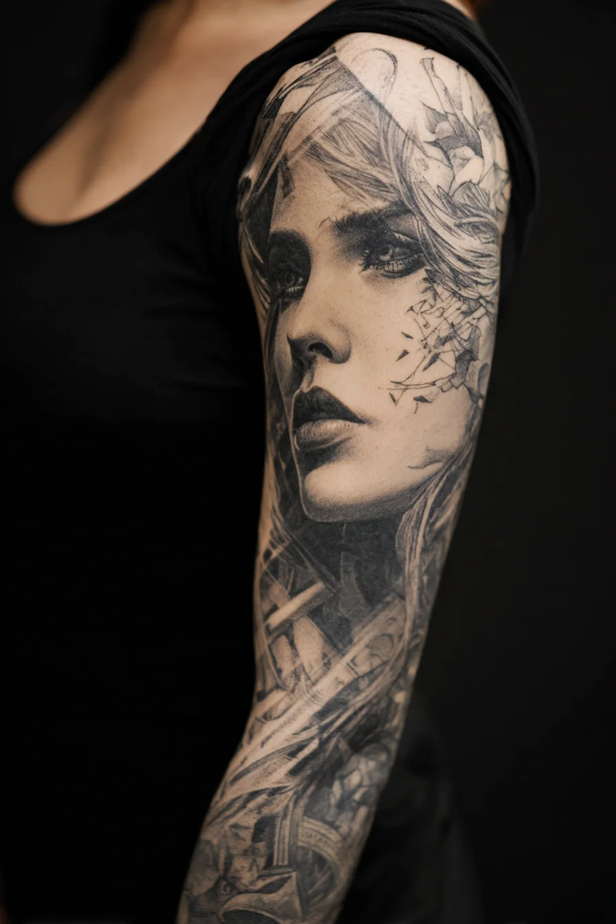 Black and Grey Portrait Sleeve