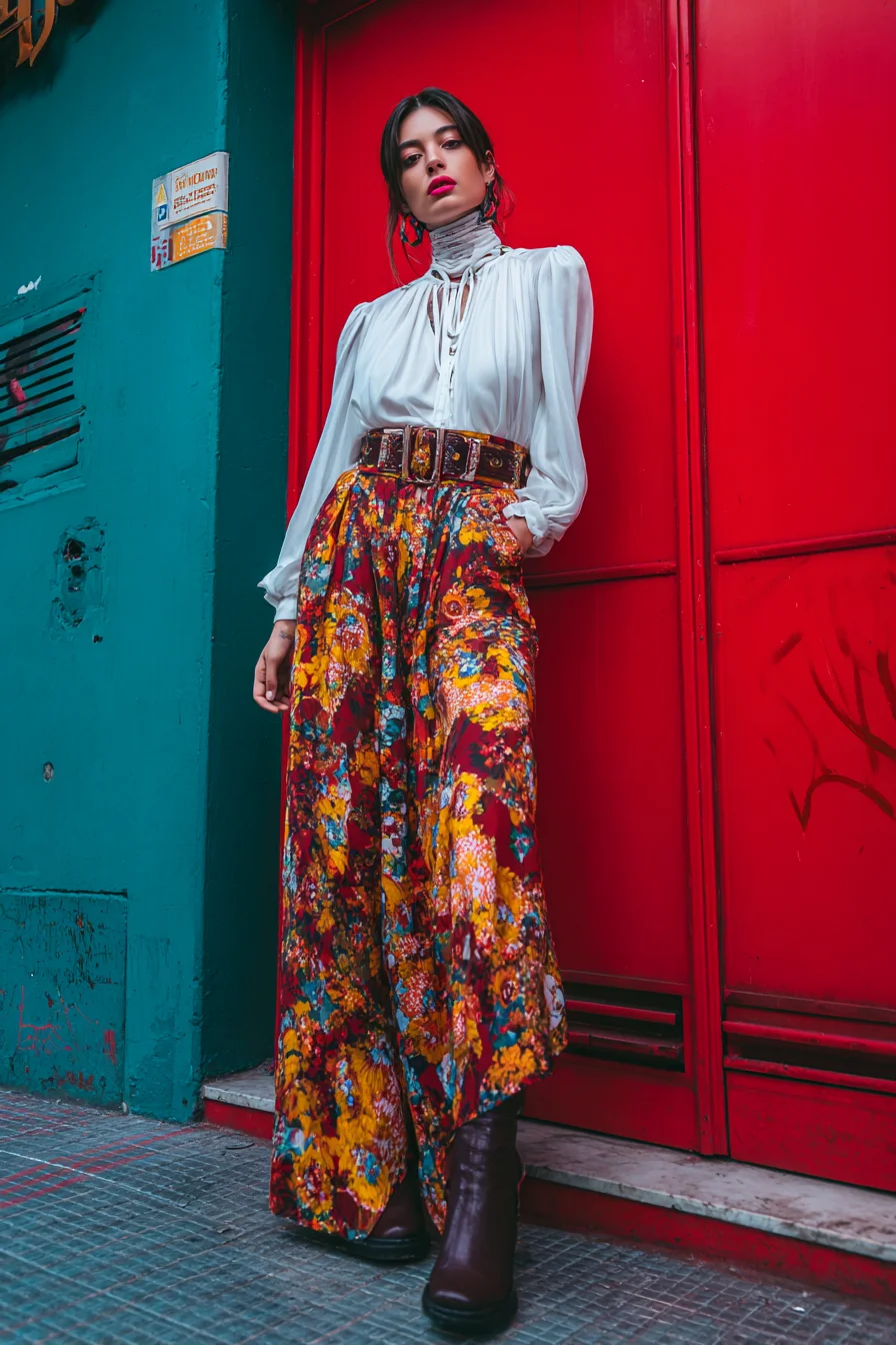 Bold Prints Against a Red Door