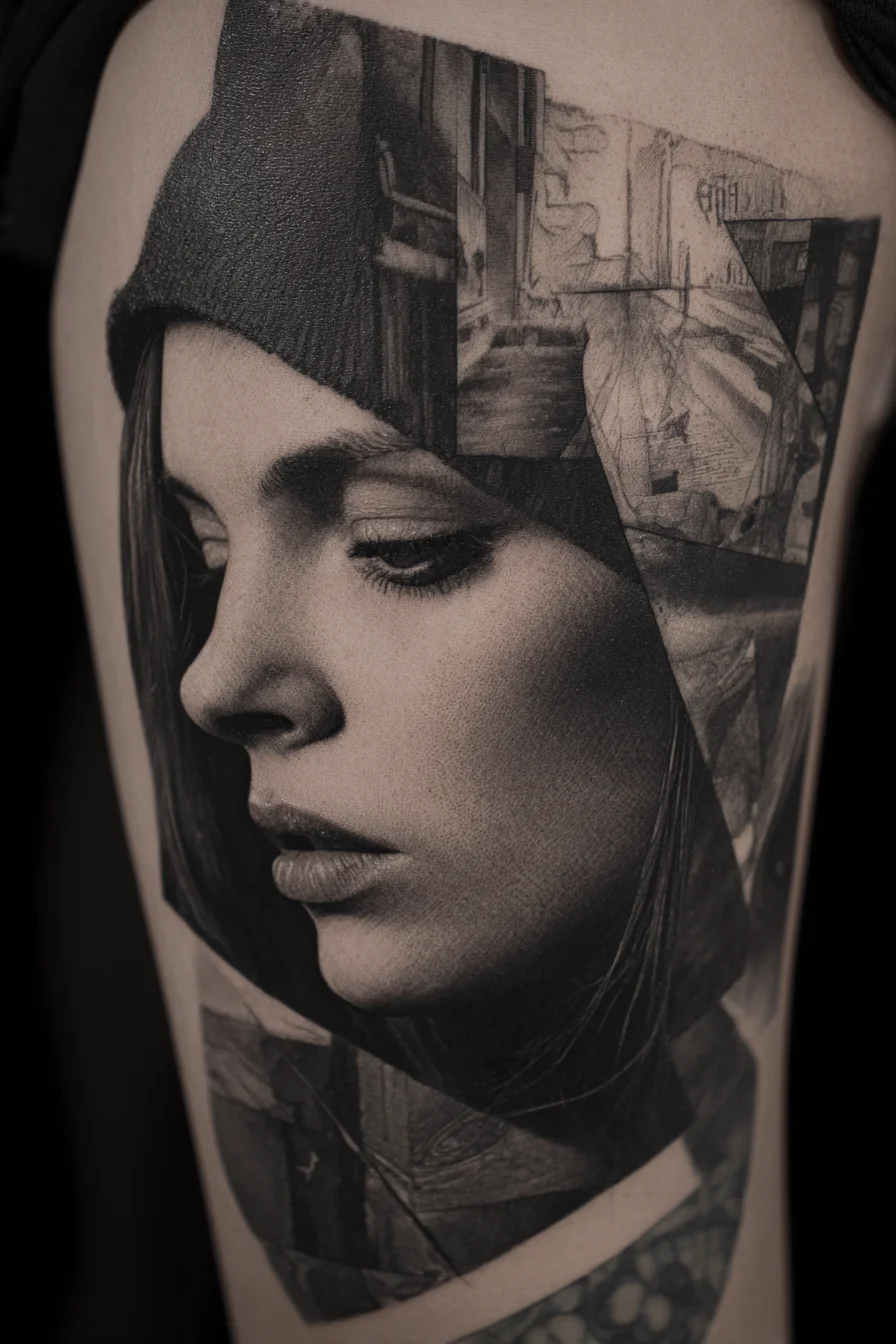 Collage Portrait in Black and Grey