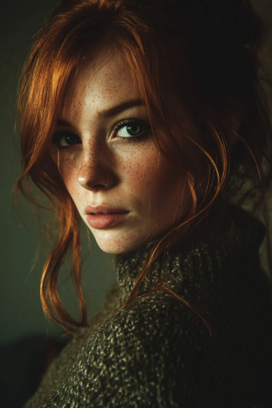 Copper Hair and a Quiet Gaze