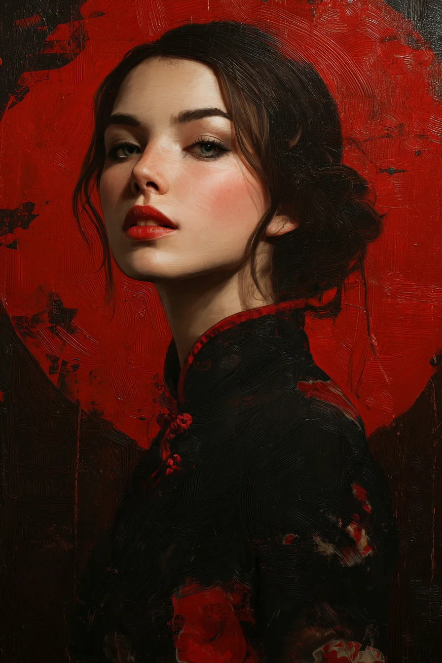 Crimson and Shadow Portrait