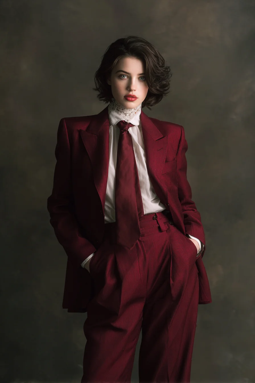 Crimson Tailoring with a Feminine Edge