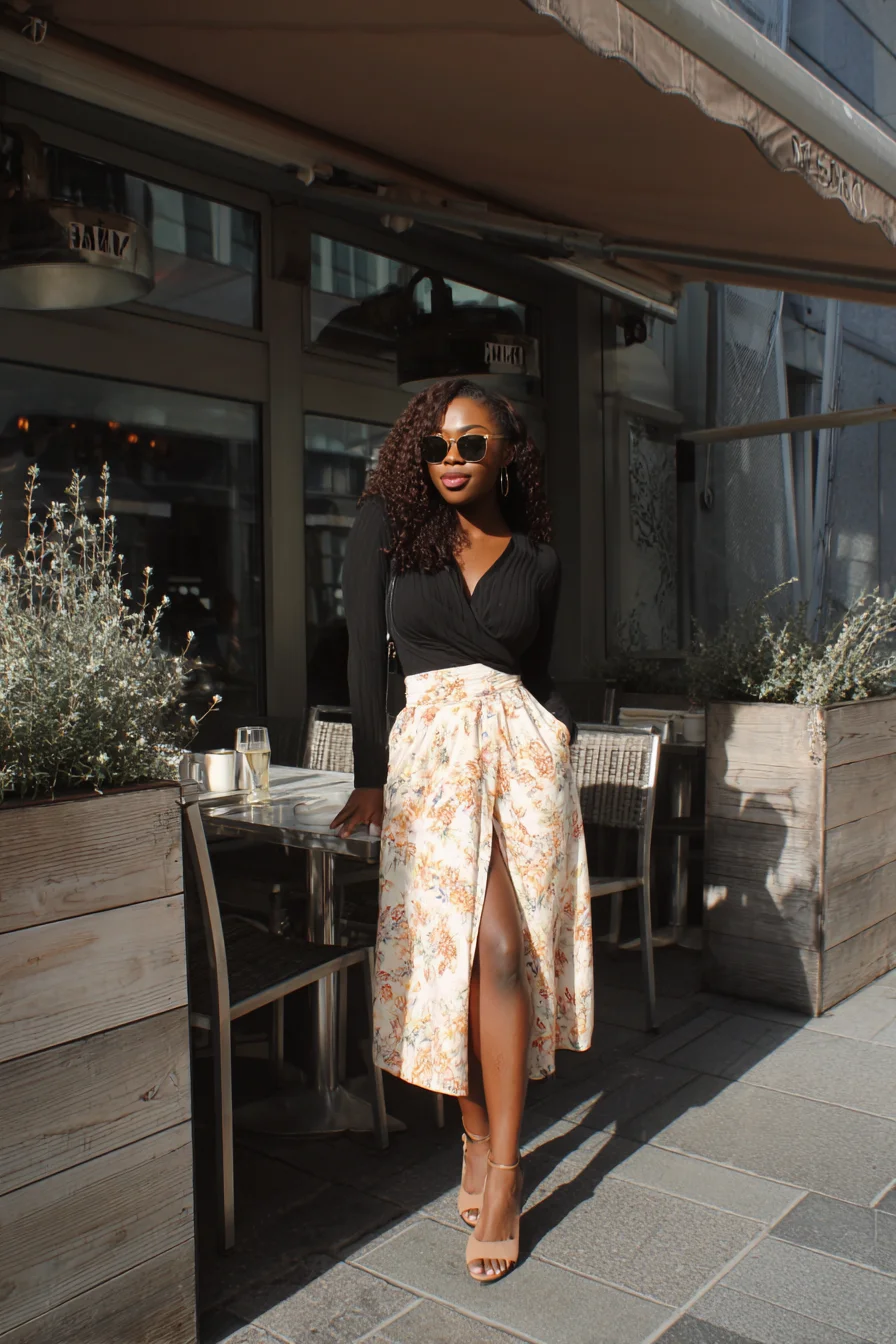 Floral Skirt and Sunday Champagne