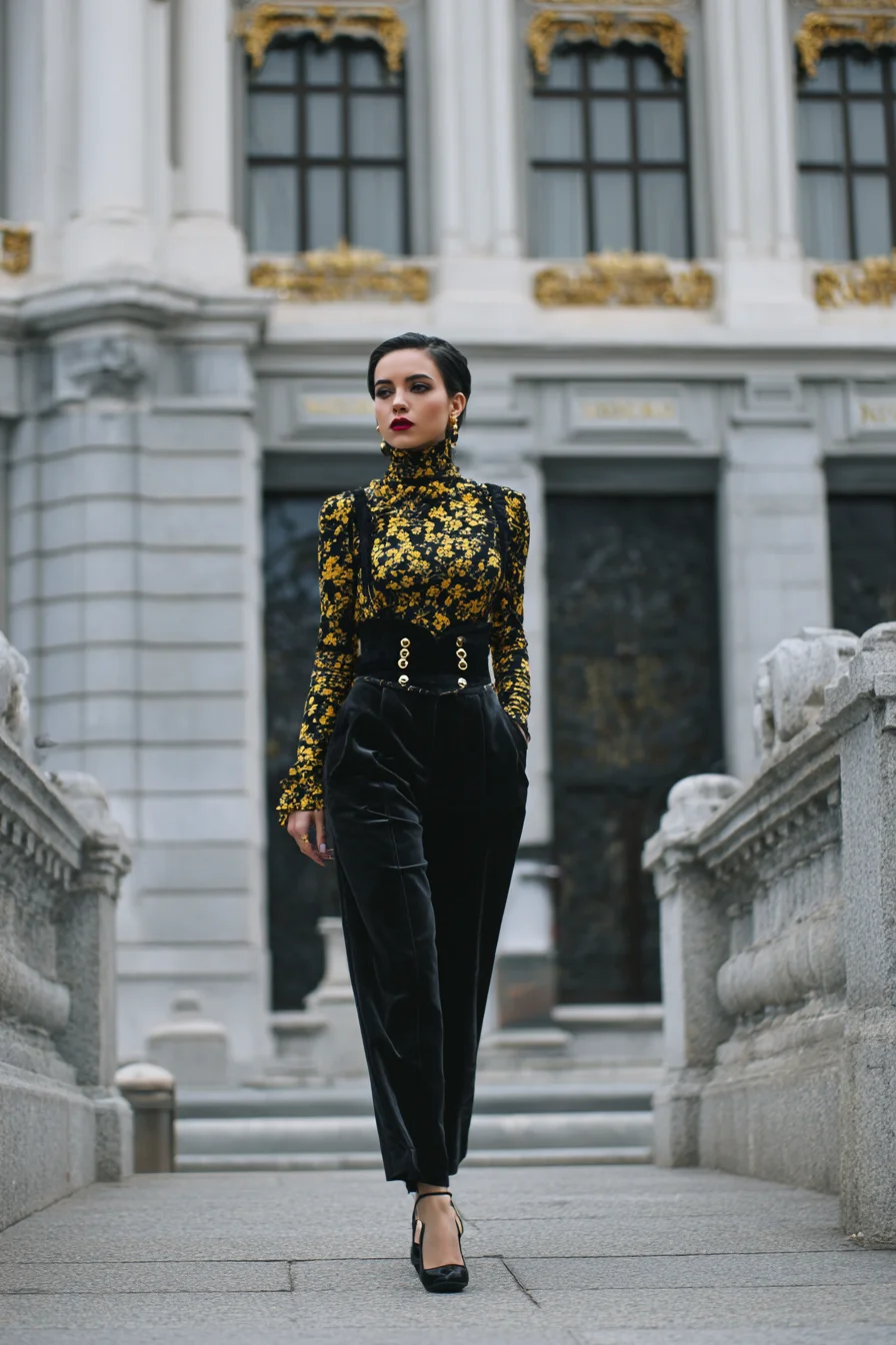 Gold Floral Against Grand Stone