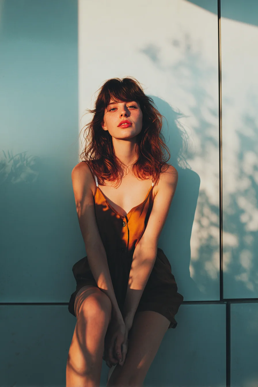 Golden Hour Against Blue Walls