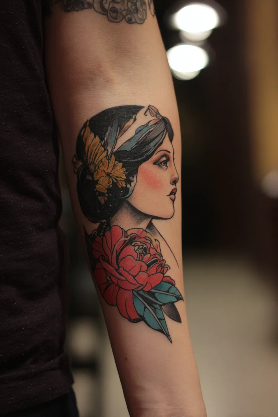 Old School Portrait on the Forearm