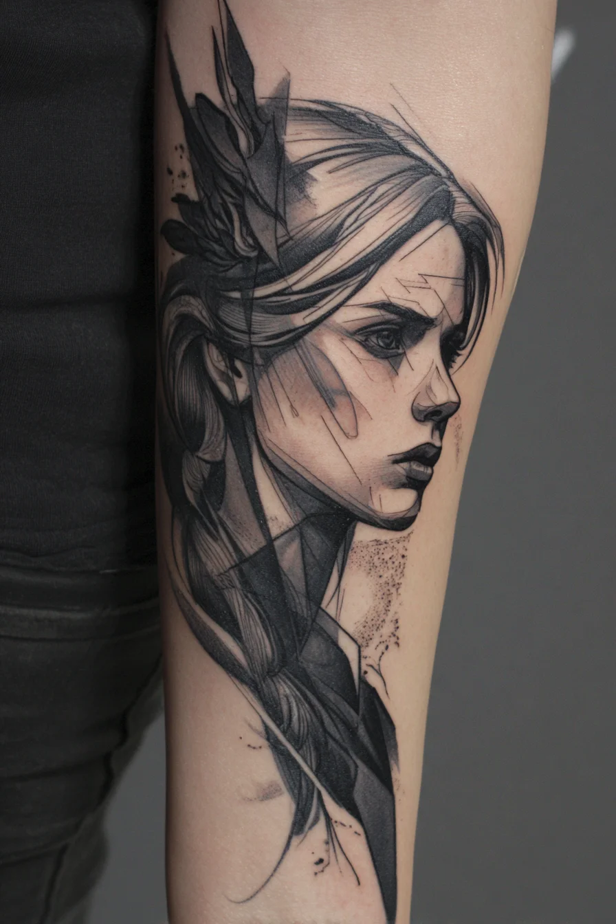 Sketch-Style Portrait on the Forearm