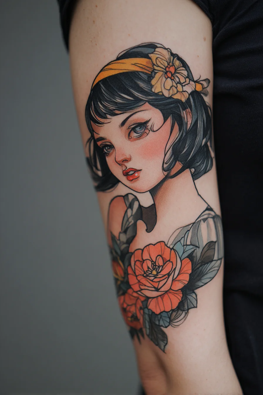 Vintage Girl in Full Bloom