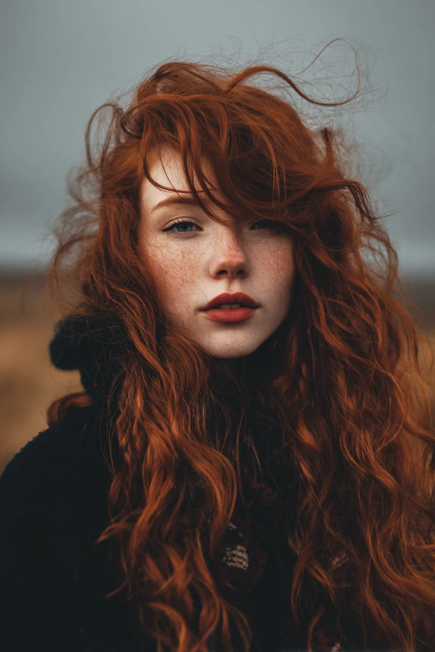 Wild Red Hair in the Wind