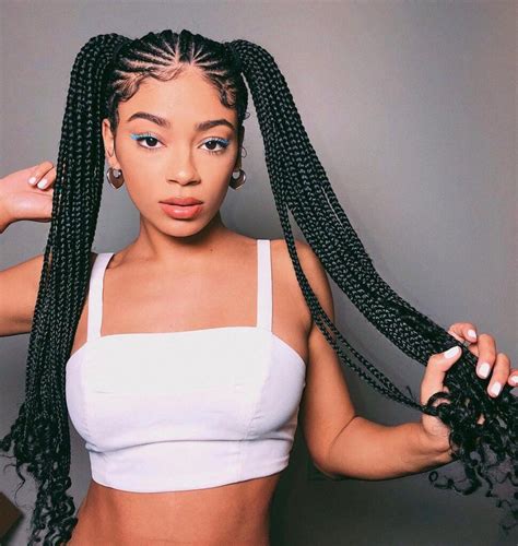 Box Braid Pigtails braided hairstyles