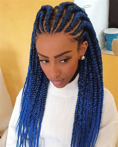 Vibrant Blue Braids braided hairstyles