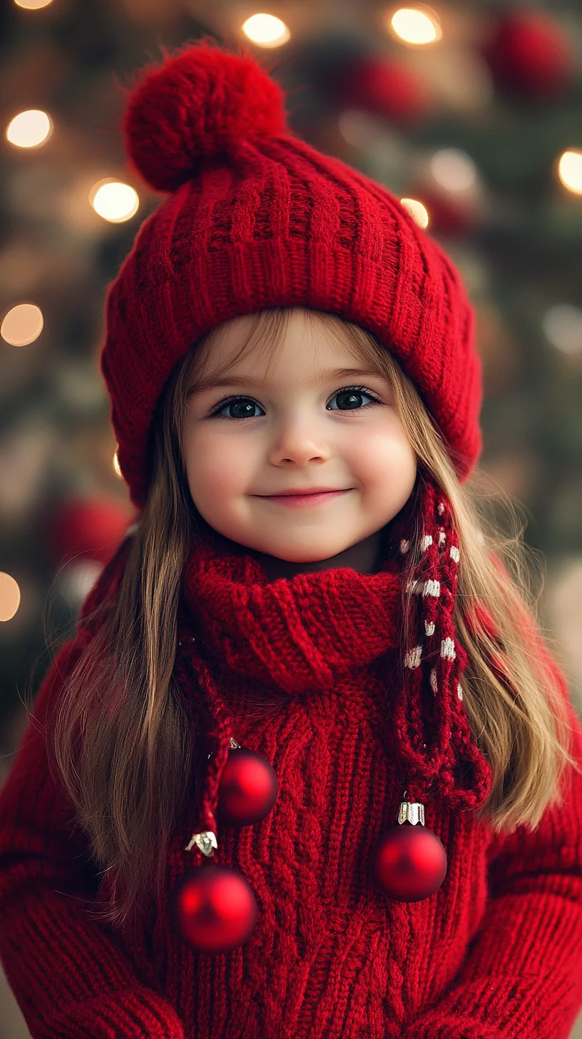 Adorable Winter Cheer: Festive Red Knit Ensemble for Little Ones