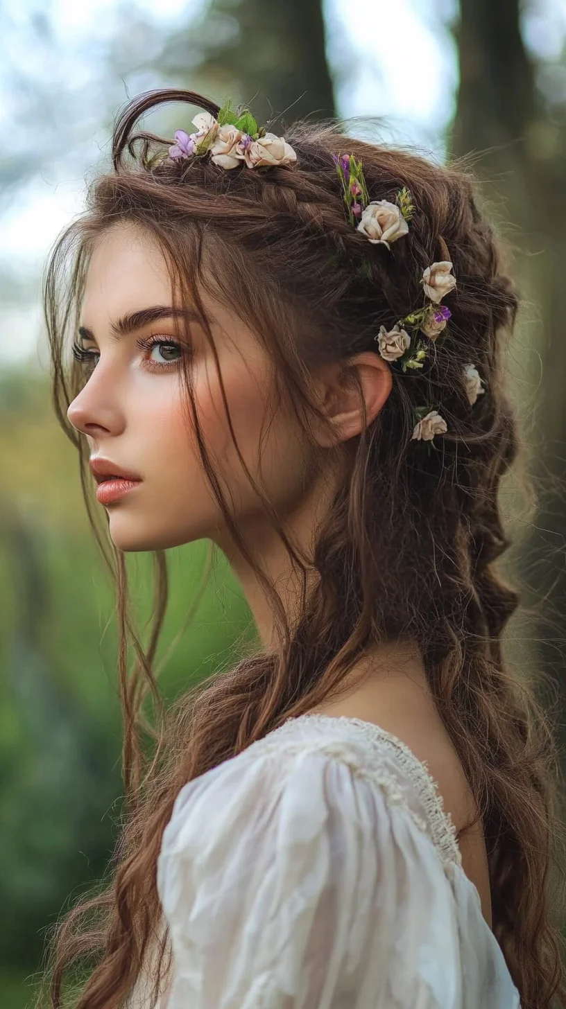 Bohemian Braids with Floral Accents: A Romantic and Effortless Style