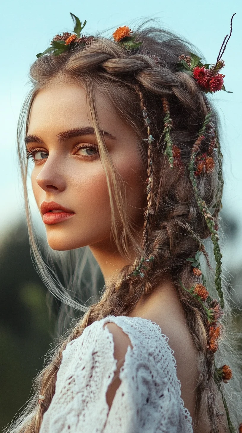 Boho Braids with Floral Accents: A Perfect Blend of Elegance and Nature