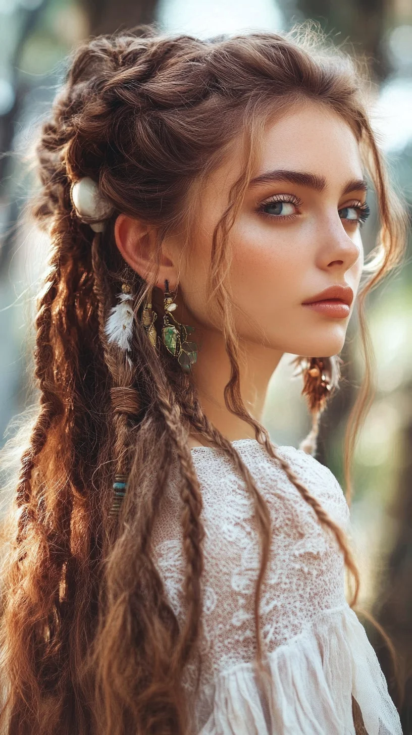 Boho Chic: Effortlessly Whimsical Hair with Braids and Nature-Inspired Accents