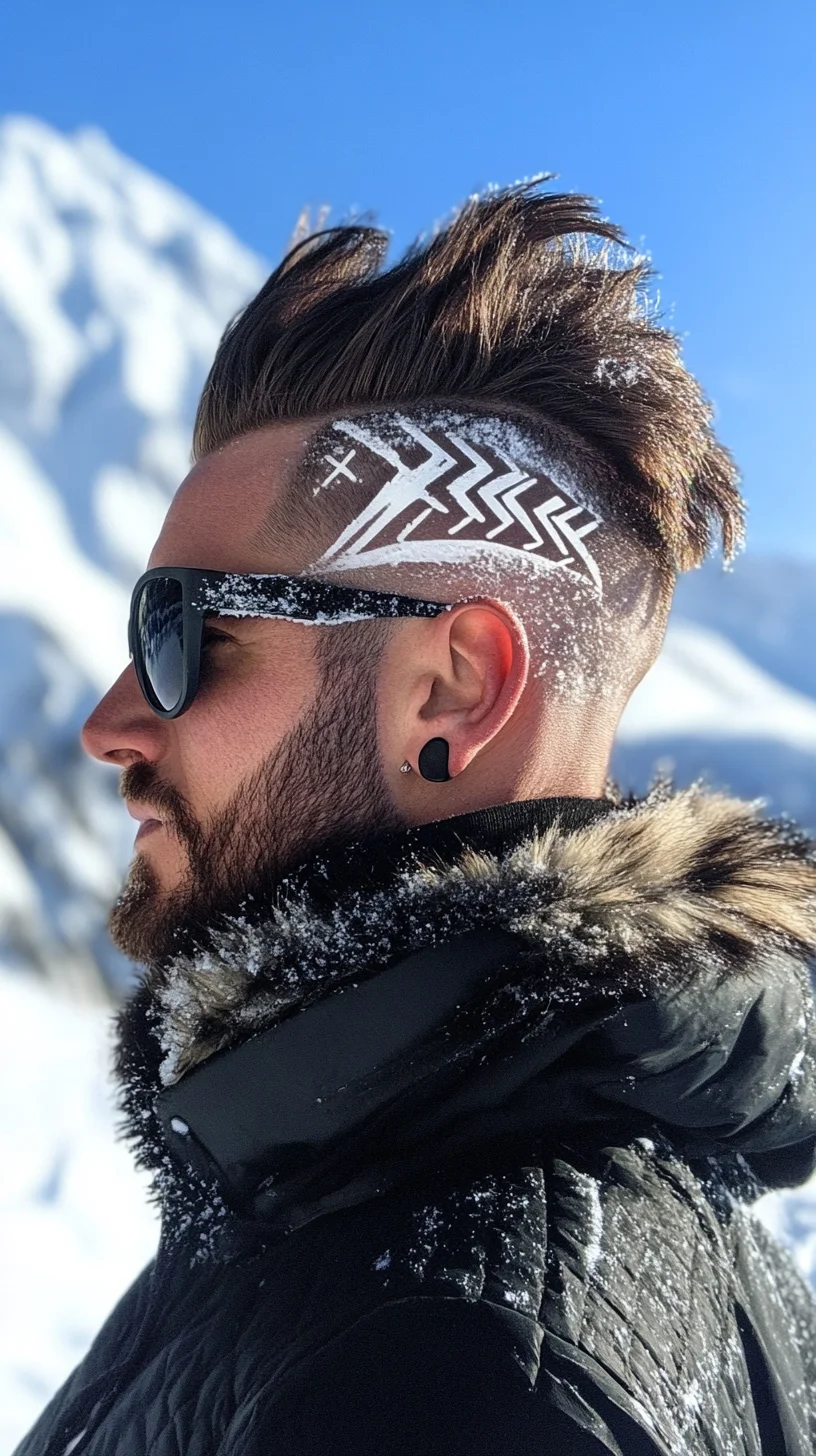 Bold and Edgy: The Ultimate Frosted Mohawk with Intricate Hair Art