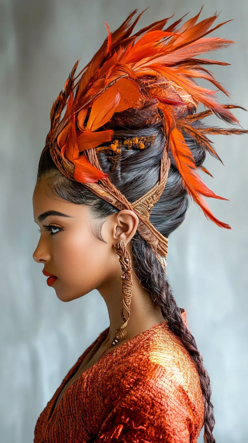 Bold and Vibrant: The Dramatic Feathered Updo for a Show-Stopping Look