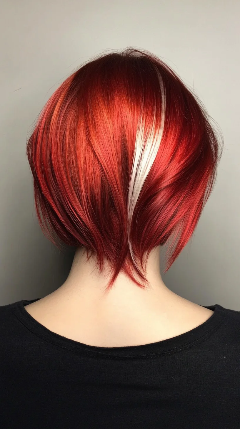 Bold Red Elegance: The Chic Bob with Striking Highlights