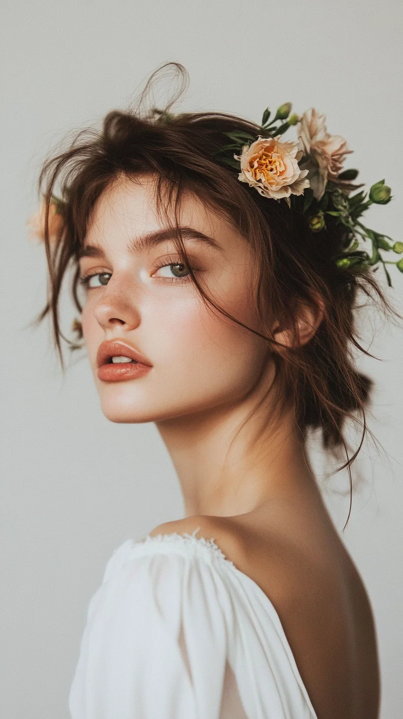 Captivating Bohemian Romance: Effortless Floral Updo