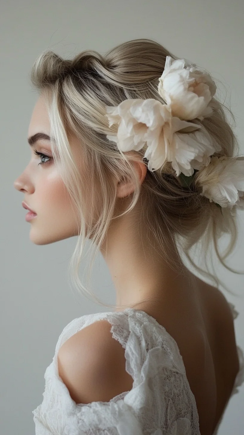 Captivating Elegance: The Romantic Updo with Floral Accents