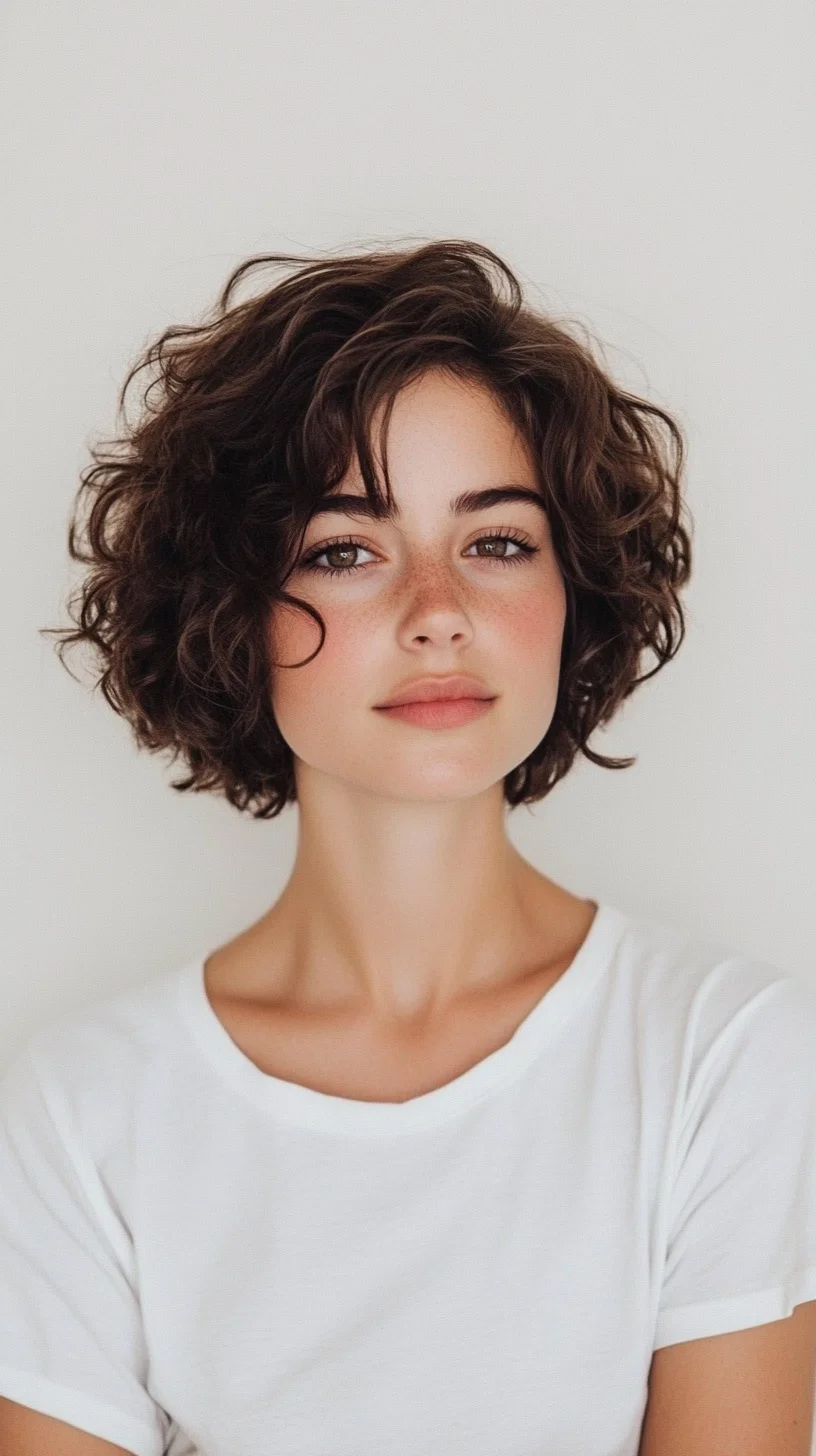 Catchy 
Chic and Effortless: Perfectly Tousled Curly Bob for a Playful Yet Polished Look