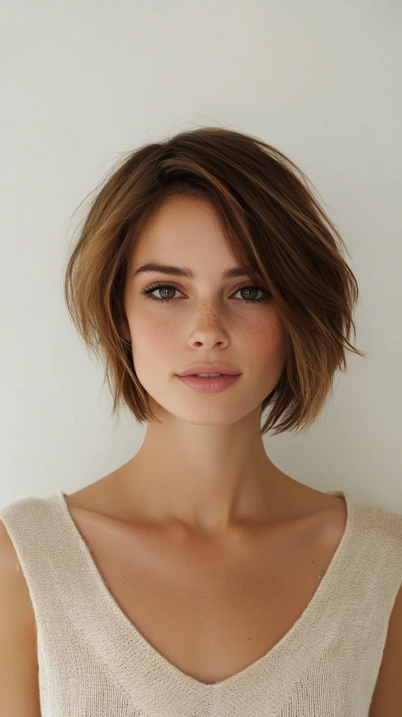 Catchy 
Effortless Elegance: The Versatile Tousled Bob for All Occasions

 Detailed