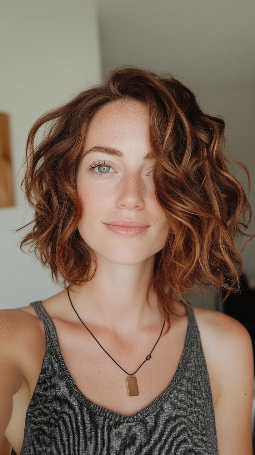 Catchy Effortless Wavy Bob: A Chic Blend of Texture and Glamour