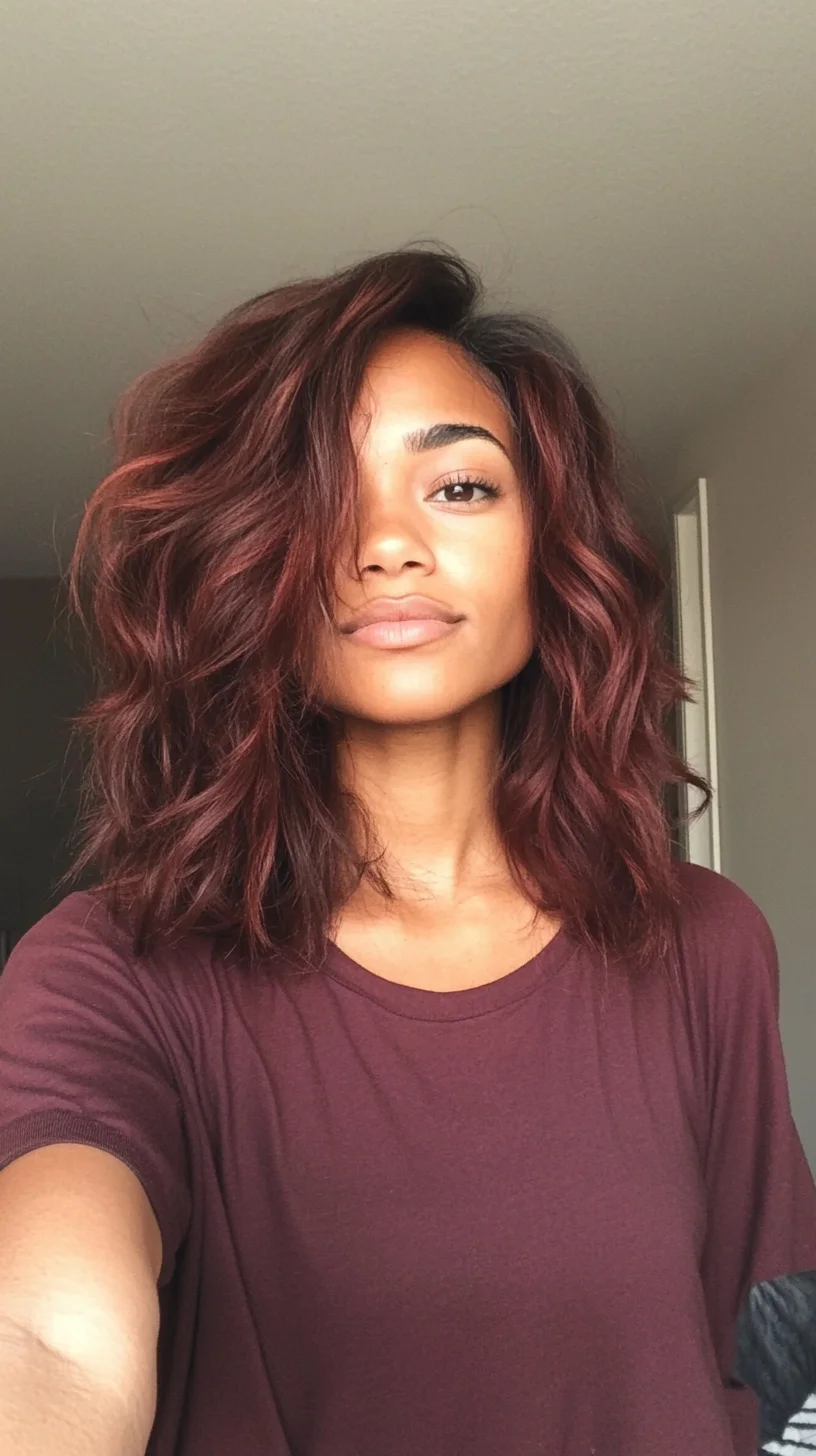 Catchy Effortlessly Chic: The Textured Lob with Fiery Highlights