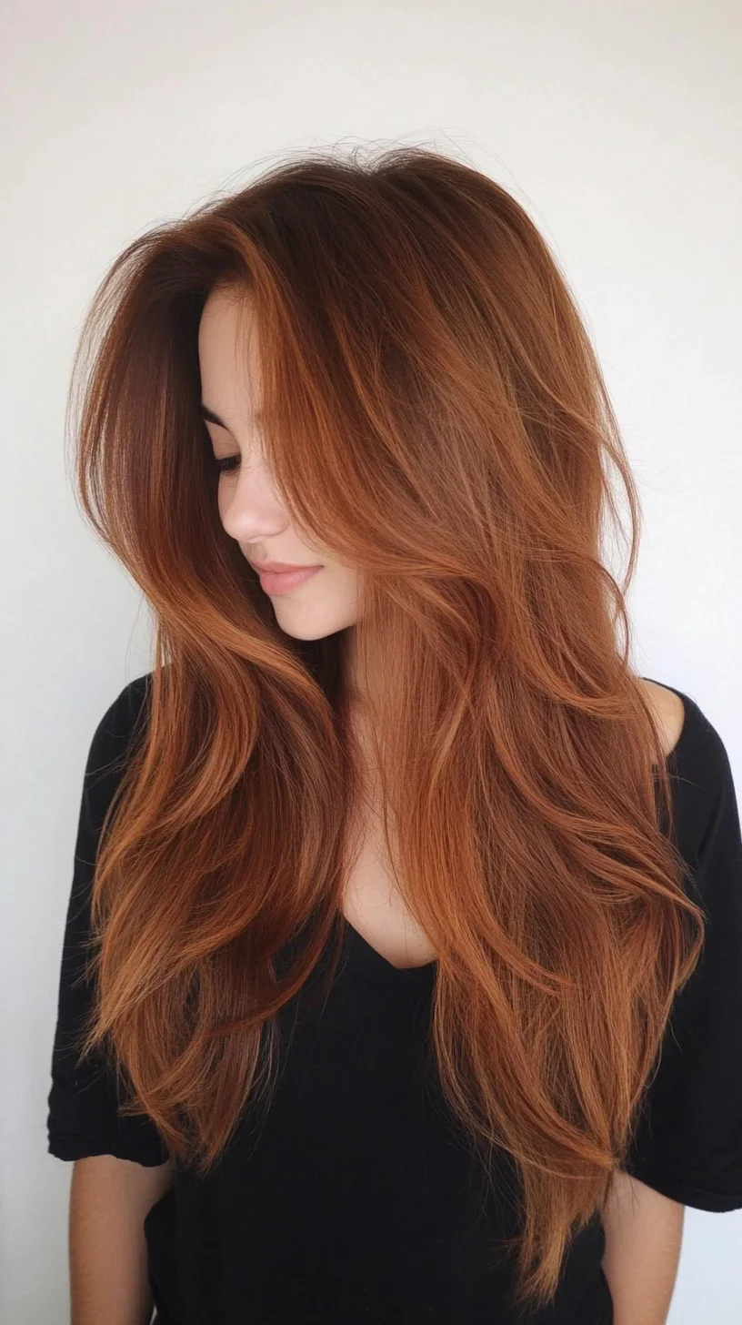 Catchy 
Luscious Layers: The Ultimate Long Copper Mane for Effortless Glam