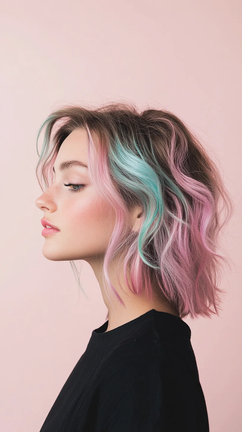 Catchy 
Playful Pastels: The Chic Wavy Lob That Speaks Volume