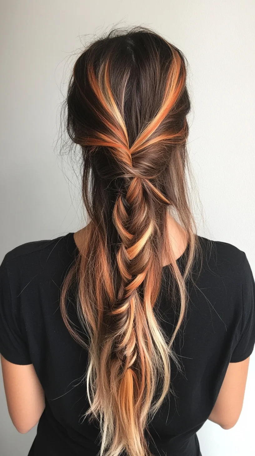 Catchy 
Stylish Braided Half-Up with Sun-Kissed Highlights: A Perfect Blend of Elegance and Fun