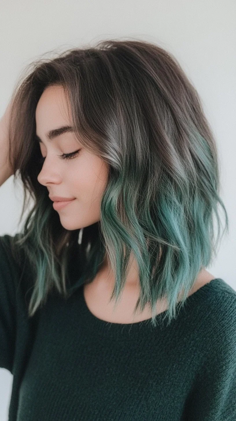 Catchy 
Vibrant Waves: The Perfect Choppy Lob with a Splash of Color