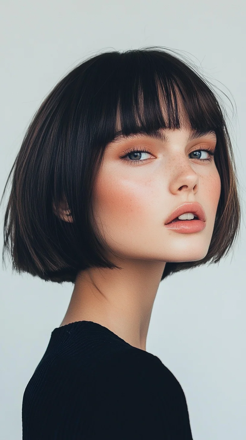 Chic and Modern: The Effortlessly Versatile Blunt Bob with Soft Bangs